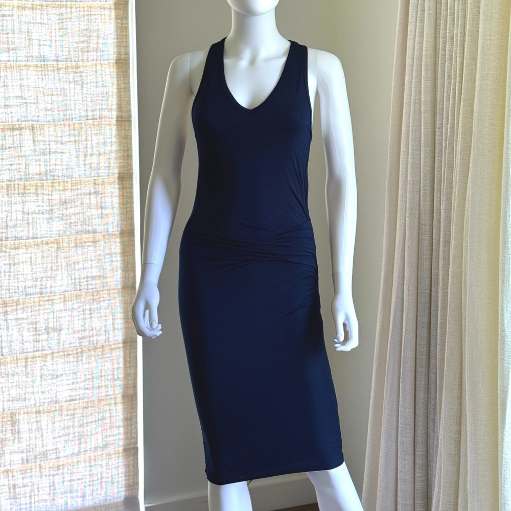 NWT Feel The Piece Ruched Midi Dress Navy Size Small